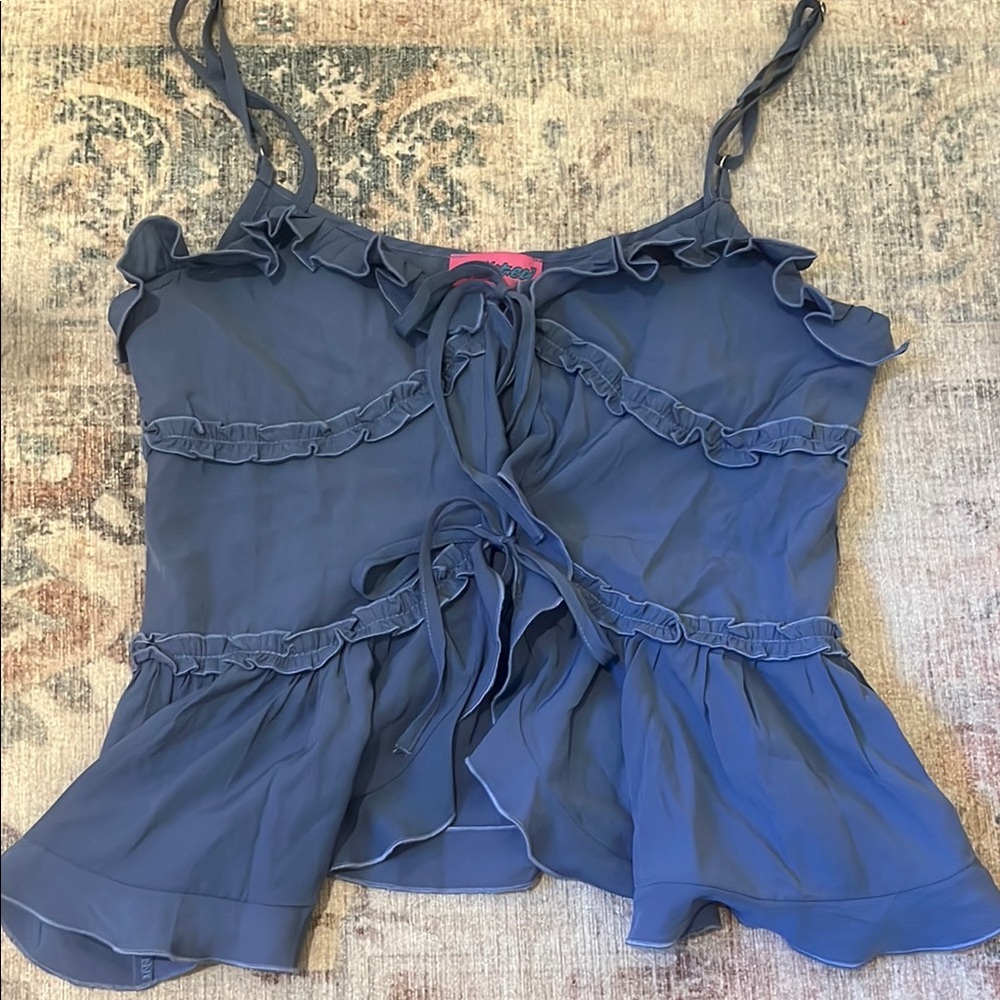 Women's Blue Ruffled Top